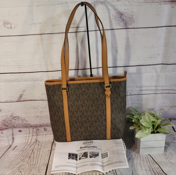 Michael Kors Sady Brown Top Zip Tote Bag - Picture 3 of 14